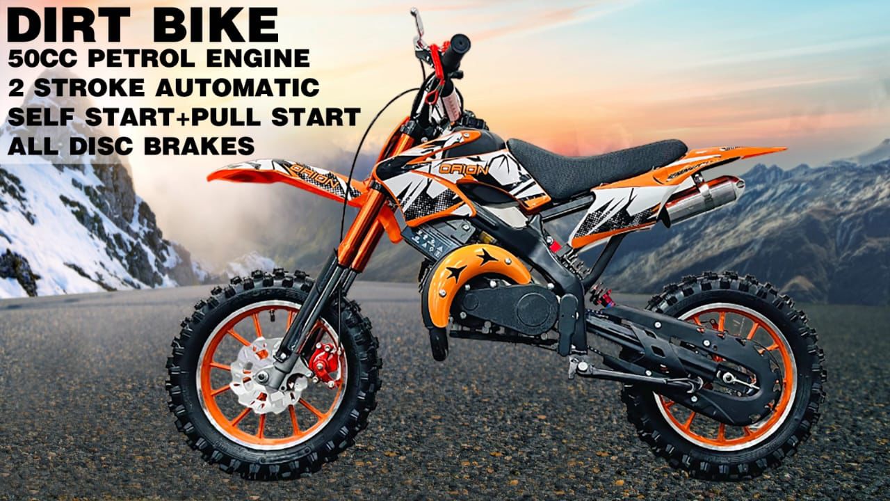 Dirt Bike for Kids 50CC 2-Stroke Petrol Engine Bike for Kids with Self Start for Kids Age 5 To 16 Years-Multicolor - Baby Vibe's - Image 2