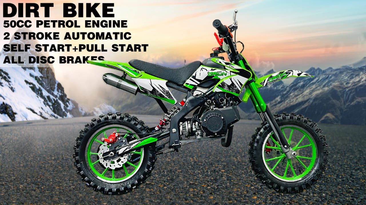 Dirt Bike for Kids 50CC 2-Stroke Petrol Engine Bike for Kids with Self Start for Kids Age 5 To 16 Years-Multicolor - Baby Vibe's - Image 3