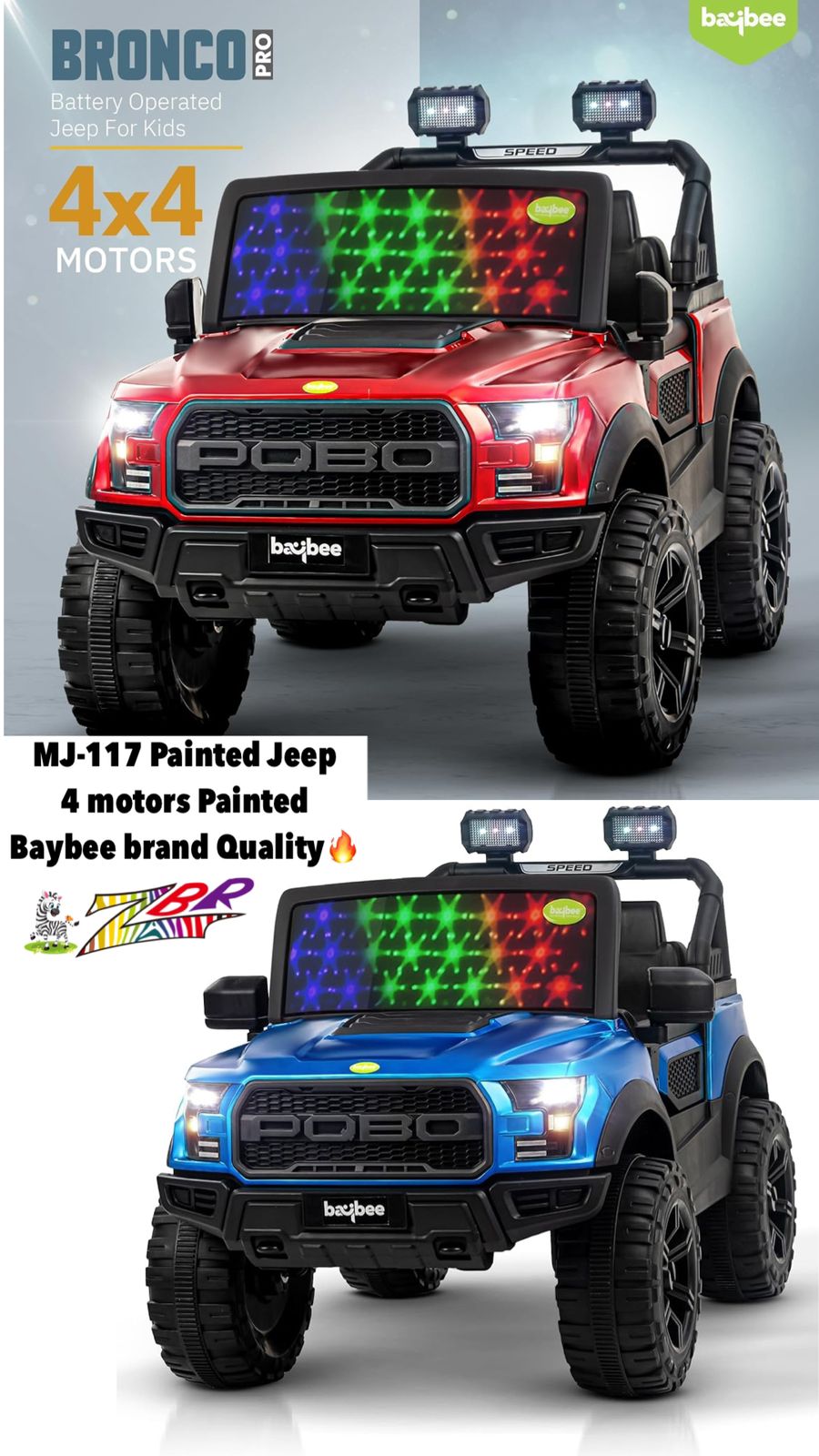 MJ 117 PAINTED JEEP 4 MOTOR - Baby Vibe's - Image 2